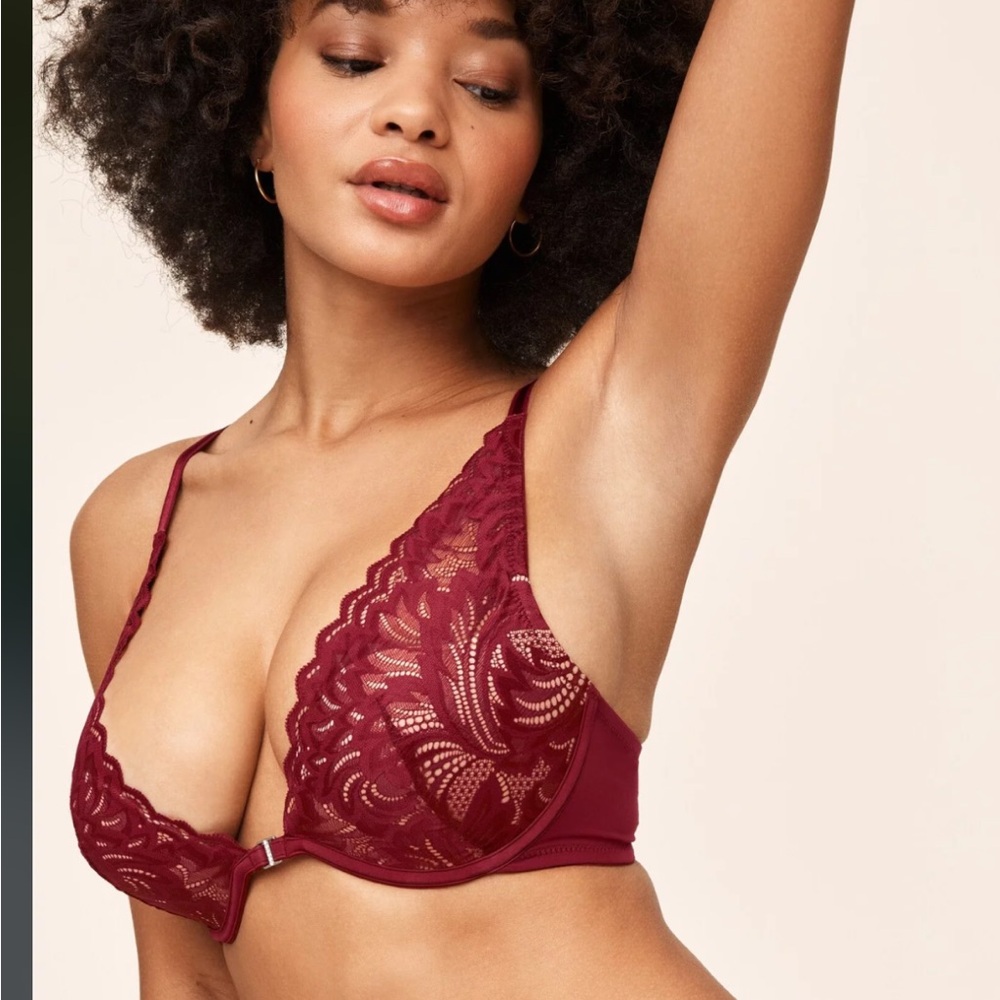 Adore Me Lace Underwire Bra in Deep Red